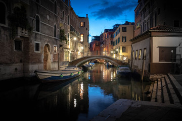 Fototapeta na wymiar empty venetian Bridge at dusk, Venice, Italy