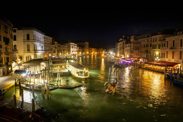 The view up Venice's Grand Canal at Night