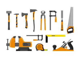 Vector illustration. Set tools for a carpenter.