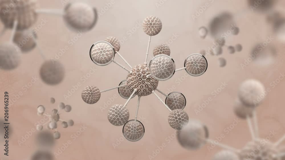 Poster 3d render background with abstract cell. biology concept with simple molecular structure. loopable s
