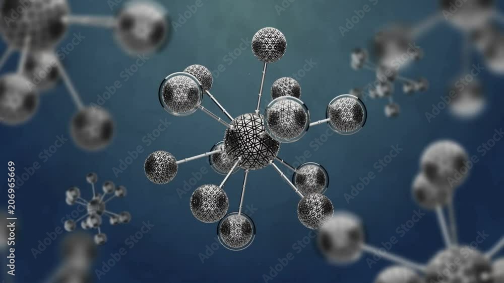 Poster 3d render background with abstract cell. biology concept with simple molecular structure. loopable s