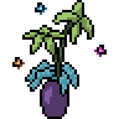 vector pixel art plant vase