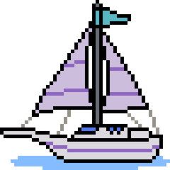 Fototapeta premium vector pixel art sail boat