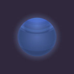 Neptune planet in deep space icon. Solar system isolated element, cosmic symbol, astronomy educational vector illustration.