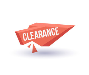 Clearance trendy geometric label isolated on white background. Special season price tag, retail marketing promotion, supermarket advertising campaign vector illustration.