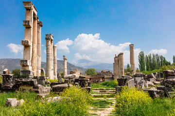 Archaeological site of Helenistic city of Aphrodisias in  western Anatolia, Turkey.  The Imperial Hall area.