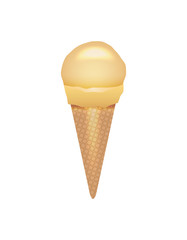 Vanilla ice cream scoop isolated on white background icon. Street fast food, sweet milky dessert vector illustration in flat style