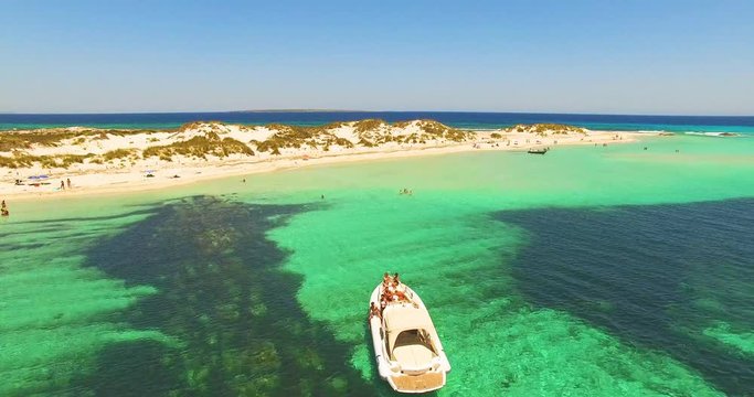 Aerial view of amazing, unspoiled and idyllic beach on a little island
