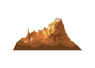 Desert mountain isolated icon. Outdoor adventure, travel, tourism, camping and hiking design element, nature landscape vector illustration.
