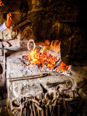 Close-up of a horseshoe in a blacksmith, Middle Ages