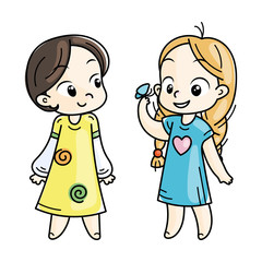 Cute cartoon kids. Vector and illustration.