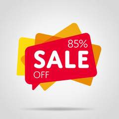 Special offer sale red tag isolated vector illustration. Discount offer price label, symbol for advertising campaign in retail, sale promo marketing, 85% off discount sticker, ad offer on shopping day