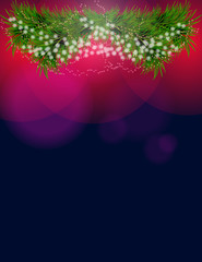 Christmas and happy new year background with sparkles and Christmas tree.