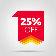 Special offer sale red tag isolated vector illustration. Discount offer price label, symbol for advertising campaign in retail, sale promo marketing, 25% off discount sticker, ad offer on shopping day