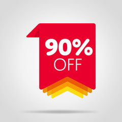 Special offer sale red tag isolated vector illustration. Discount offer price label, symbol for advertising campaign in retail, sale promo marketing, 90% off discount sticker, ad offer on shopping day