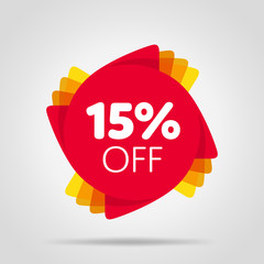 Special offer sale red tag isolated vector illustration. Discount offer price label, symbol for advertising campaign in retail, sale promo marketing, 15% off discount sticker, ad offer on shopping day