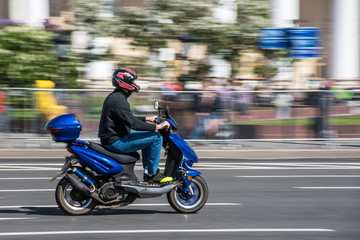 Speed motobike on a city street