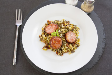 saucisse et lentilles