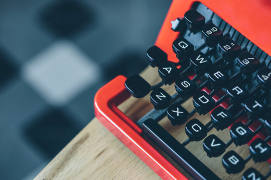 Keys of red typewriter
