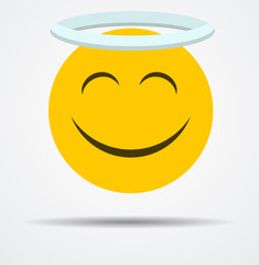 Angel emoticon in a flat design