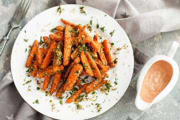 Baby carrots roasted with parmesan and herbs