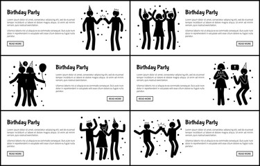 Birthday Party Promotional Monochrome Banners Set