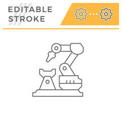 Robotic arm machine line icon