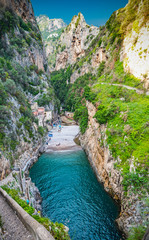 Famous Furore fjord in Amalfi coast - obrazy, fototapety, plakaty