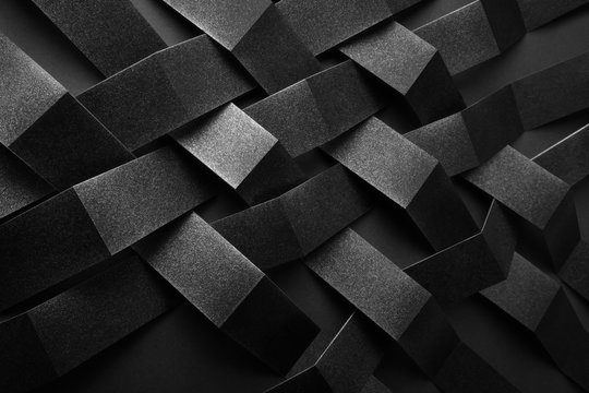 Fototapeta Abstract pattern made black paper, dark background 