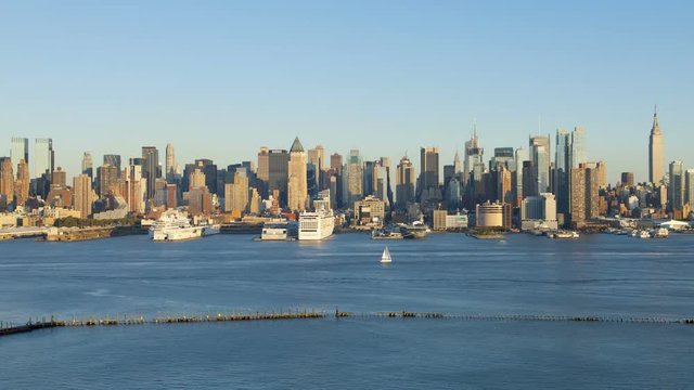  Day view of Midtown Manhattan across the Hudson River, New York, Manhattan, United States of America, Time-lapse