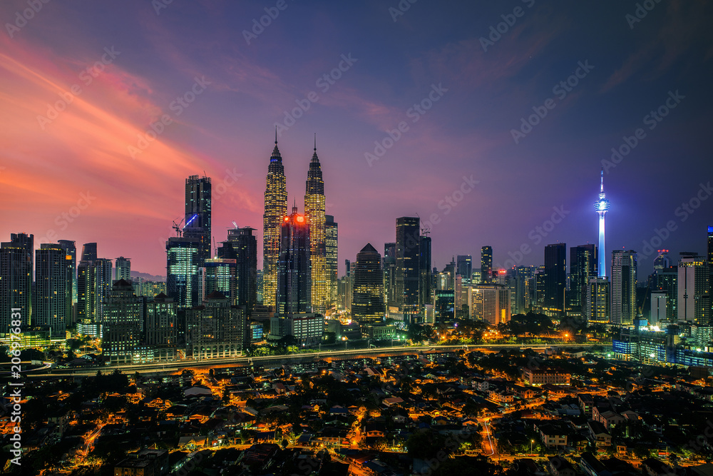 Sticker cityscape of kuala lumpur city