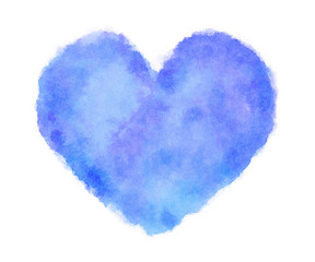 Blue heart watercolor on white background-2