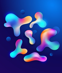 Abstract shapes set on blue background. Colorful abstract design for posters, cards, mobile etc. Vector illustration.