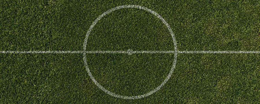 Fußball Mittelkreis aus Vogelperspektive