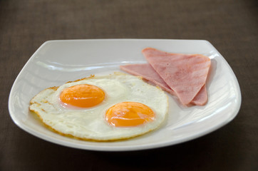 American Breakfast with fried egg.close up egg