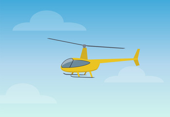 Pretty Yellow Helicopter Color Vector Illustration