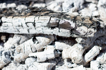 Coals and ash after the fire