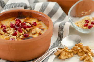 Traditional Turkish oven rice pudding.