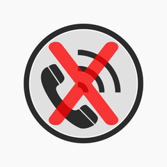 Prohibiting the use of a mobile phone. Vector sign illustration on a white background.