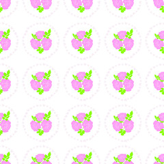 Fototapeta na wymiar Roses and hearts seamless background - pattern for continuous replicate in light blue, red and green colors.