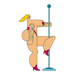 Striptease stripper dances. Night club woman. Vector illustration