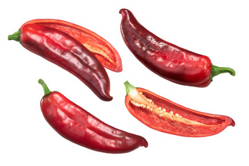 Red Hatch chiles whole, halved, top