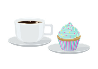Cupcake and Coffee Poster Vector Illustration