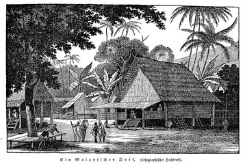 Malayan village (from Das Heller-Magazin, June 14, 1834) 