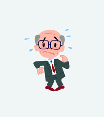 Old businessman with glasses, scared. 