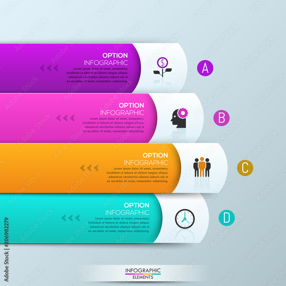 Poster infographic design template with 4 rectangular layers