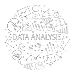 Vector data analysis pattern with word. Data analysis background	