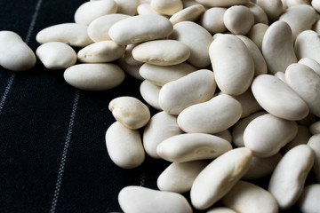 Canellini Navy White Beans on Black Cloth