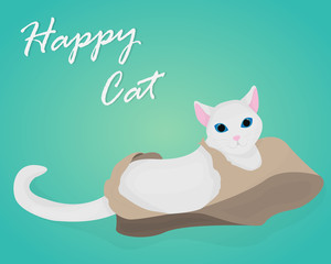 Vector of cartoon images of cute different cat with different action. Pet.