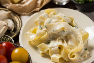Fettuccine Pasta Plate with Creamy Alfredo Sauce